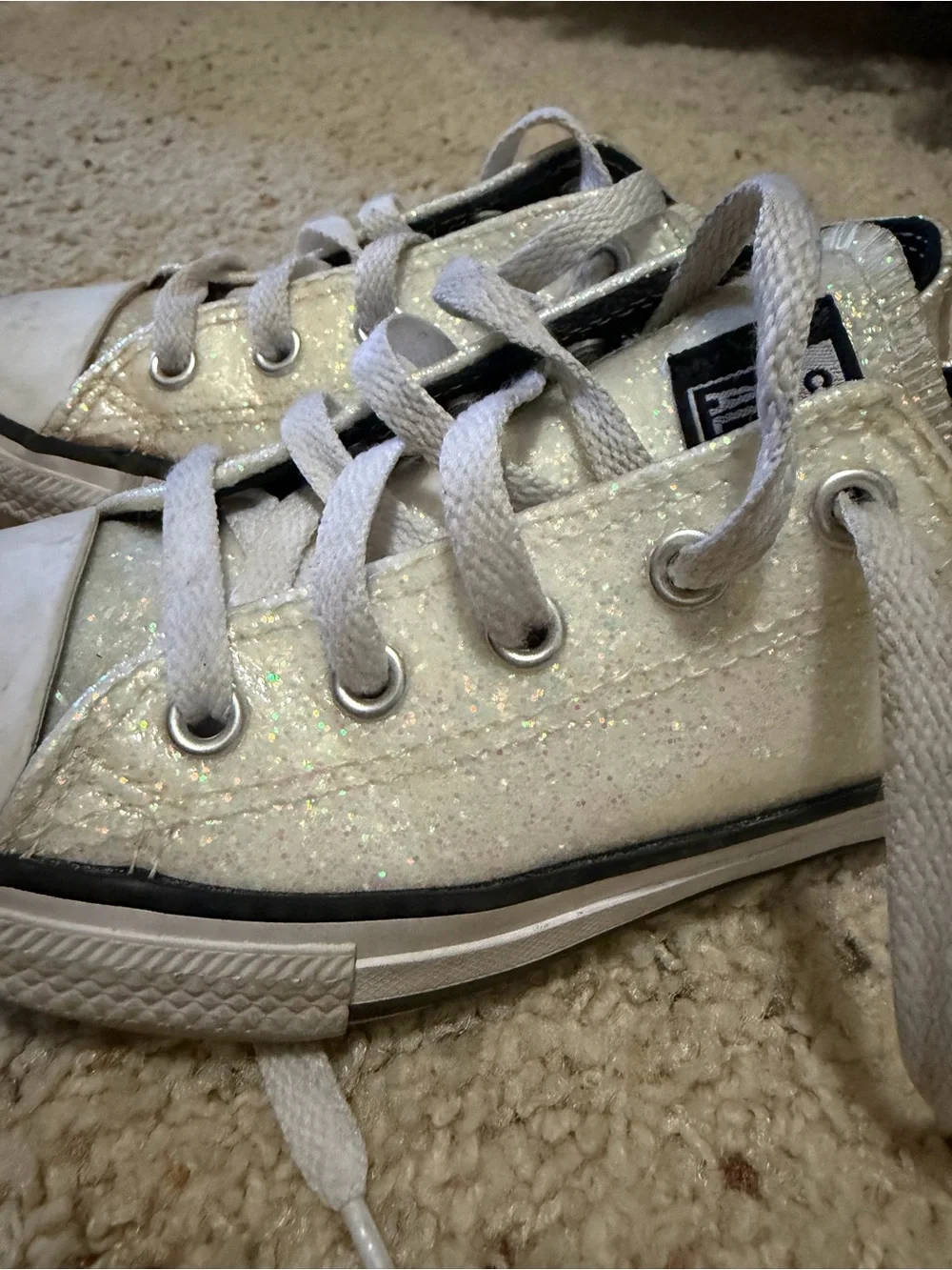 Converse Kids Silver Glitter Low Top Sneakers